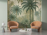 Relaxing tropical wallpaper with printed coconut palms